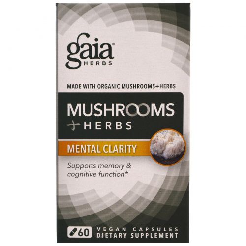 Gaia Herbs, Mushroom + Herbs, Mental Clarity, 60 Vegan Capsules