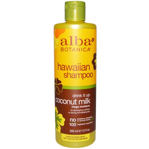 Alba Botanica, Drink it Up, шампунь с кокосовым молоком, 12 жидких унций (355 мл)