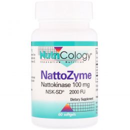 Nutricology, NattoZyme, наттокиназа, 100 мг, 60 гелевых капсул