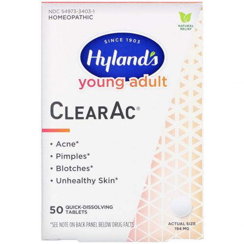 Hyland's, Young Adult, ClearAc, 194 mg ,  50 Quick-Dissolving Tablets