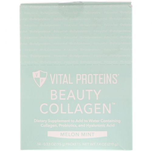 Vital Proteins, Beauty Collagen, Melon Mint, 14 Packets, 0.56 oz (16 g) Each