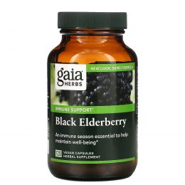 Gaia Herbs, Черная бузина, 120 веганских капсул