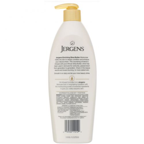 Jergens, Enriching Shea Butter, увлажняющий лосьон с маслом ши, 496 мл