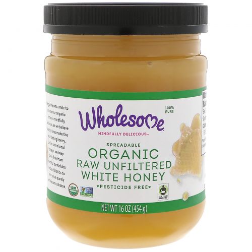 Wholesome Sweeteners, Inc., Organic, Spreadable Raw Unfiltered White Honey, 16 oz (454 g)