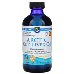 Nordic Naturals, Масло печени арктической трески, со вкусом апельсина, 8 жидких унций (237 мл)