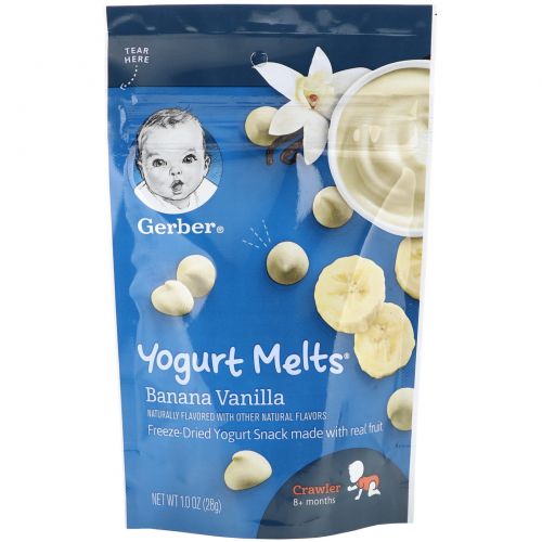 Gerber, Yogurt Melts, банан и ваниль, для детей от 8 месяцев, 28 г (1 унция)