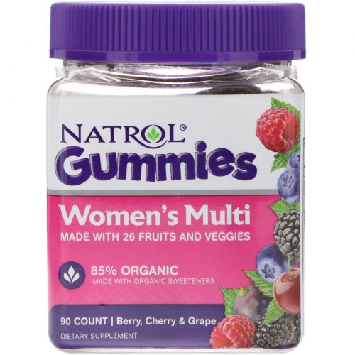 Natrol, Gummies, Women's Multi, Berry, Cherry & Grape, 90 Count