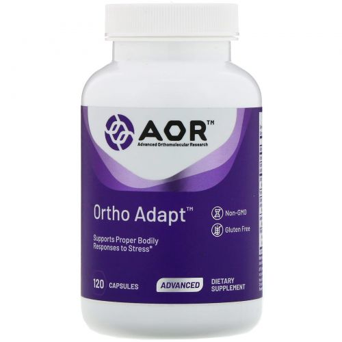 Advanced Orthomolecular Research AOR, Advanced Series, Орто · Адапт с экстрактами свиных надпочечников и железистых тканей + растительные компоненты, 120 капсул