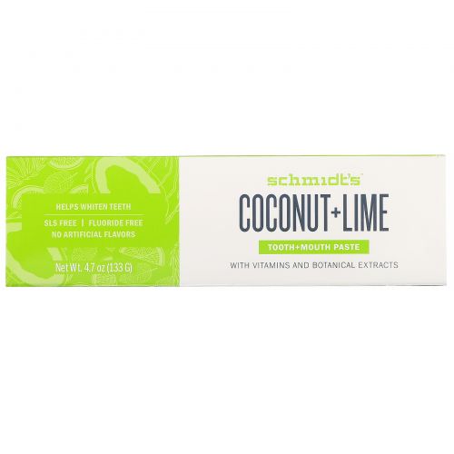 Schmidt's Naturals, Tooth + Mouth Paste, Coconut + Lime, 4.7 oz (133 g)