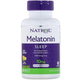 Natrol, Быстрорастворимый меланин, натуральный вкус цитрусового пунша, 10 мг, 100 таблеток