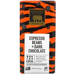 Endangered Species Chocolate, Натуральный темный шоколад с бобами эспрессо, 3 унции (85 г)