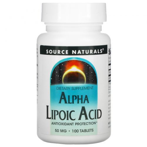 Source Naturals, Альфа-Липоевая Кислота 100 таблеток