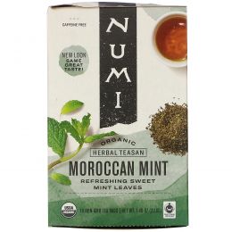 Numi Tea, Органический травяной чай Teasan, без кофеина, марокканская мята, 18 пакетиков, 1,40 унции (39,6 г)
