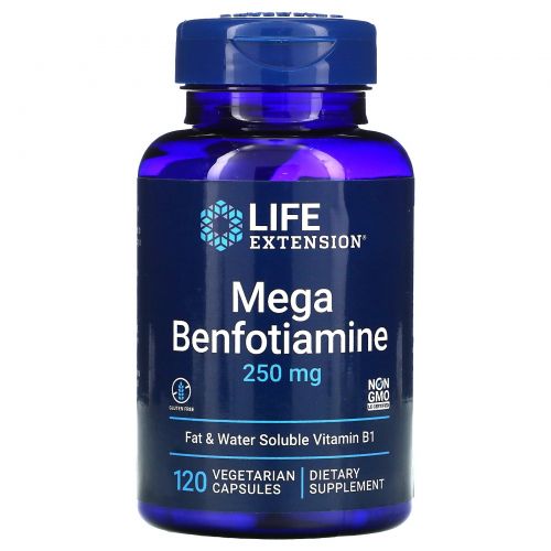 Life Extension, Мега-бенфотиамин, 250 мг, 120 капсул на растительной основе