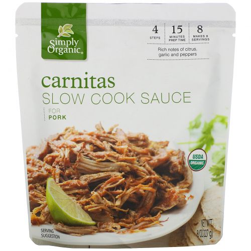 Simply Organic, Органический соус для приготовления свинины по-мексикански (карнитас), 227 г