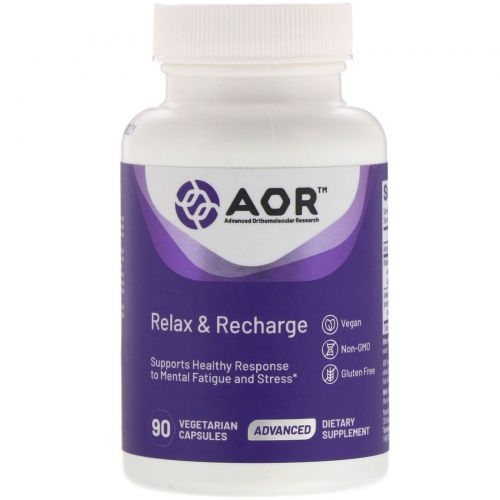 Advanced Orthomolecular Research AOR, Relax & Recharge, 90 вегетарианских капсул