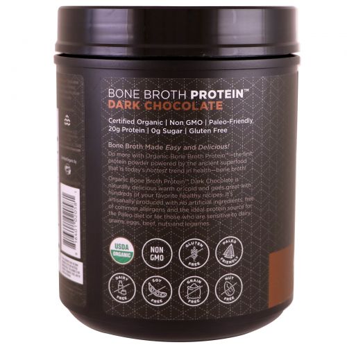 Ancient Nutrition, Organic Bone Broth Protein, Dark Chocolate, 17.8 oz (504 g)