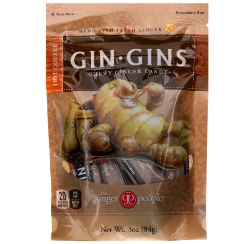 The Ginger People, Gin Gins, жевательное имбирное печенье, горячий кофе, 84 г