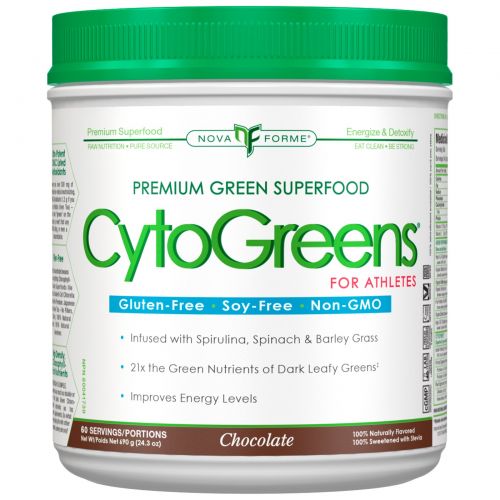 NovaForme, CytoGreens, премиальный зеленый суперпродукт для спортсменов, шоколад, 24,3 унц. (690 г)