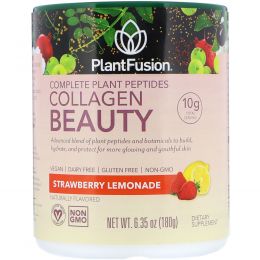 PlantFusion, Комплекс с растительными пептидами, Collagen Beauty, клубничный лимонад, 180 г