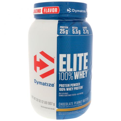 Dymatize Nutrition, Протеин Elite 100% Whey, шоколад и арахисовое масло, 32 унц. (907 г)