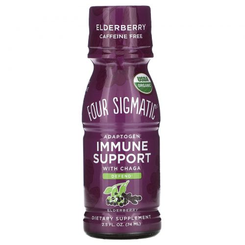 Four Sigmatic, Adaptogen Immune Support with Chaga, Elderberry, 6 Bottles, 2.5 fl oz (74 ml) Each