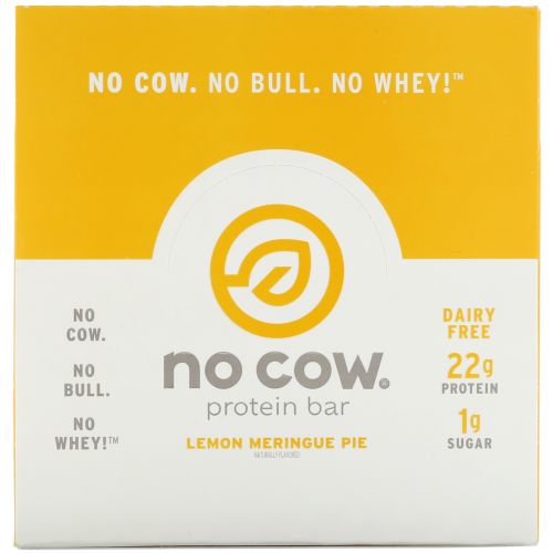No Cow, Протеиновый батончик, лимонный пирог с безе, 12 батончиков по 60 г (2,12 унции)