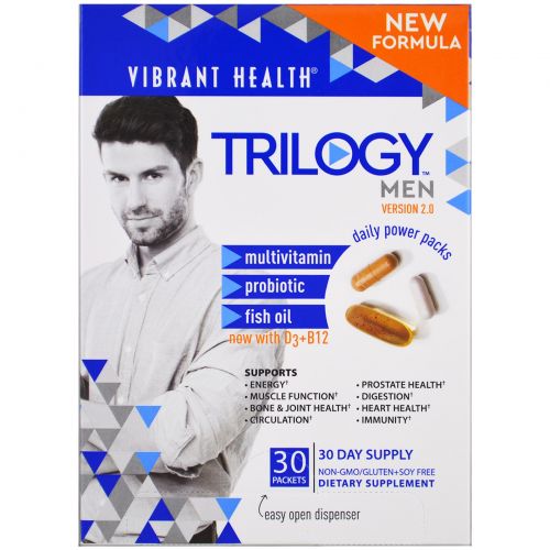 Vibrant Health, Trilogy Men, Daily Power Packs, Version 2.0, 30 Packets