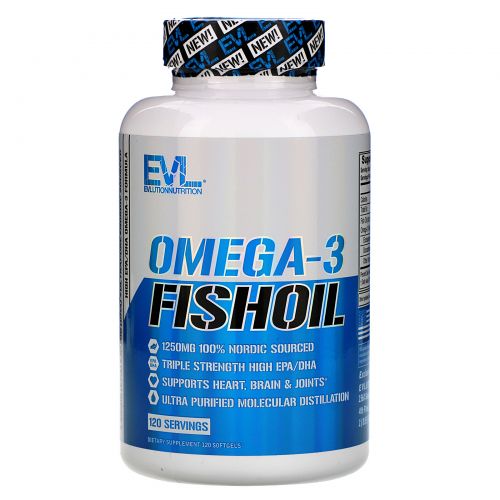 EVLution Nutrition, Omega-3 Fish Oil, Triple Strength, 120 Softgels