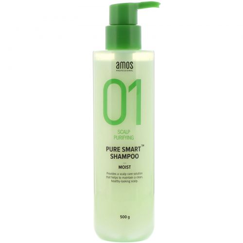 Amos Professional, 01 Pure Smart, увлажняющий шампунь для чистой кожи головы, 500 г