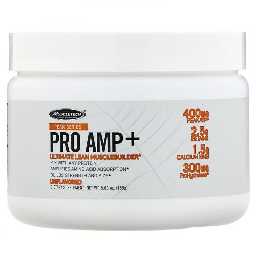 Muscletech, Peak Series, Pro Amp+, оптимальное средство для увеличения сухой мышечной массы, без добавок, 159 г (5,61 унции)