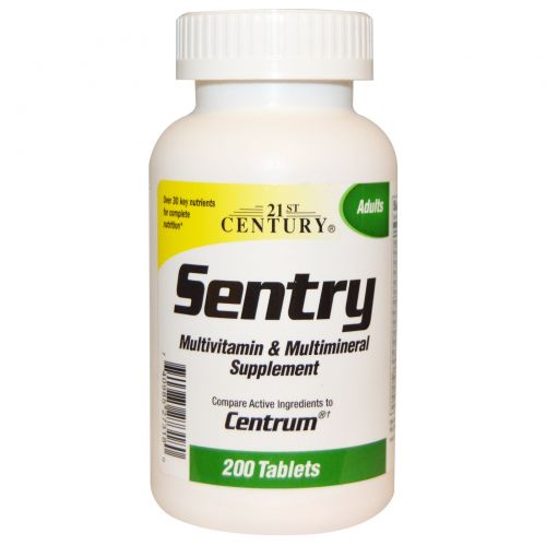 21st Century, Sentry, мультивитаминное и мультиминеральное дополнение, 200 таблеток