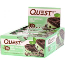 Quest Nutrition, Quest Bar, Protein Bar, Mint Chocolate, 12 Bars, 2.1 oz (60 g) Each