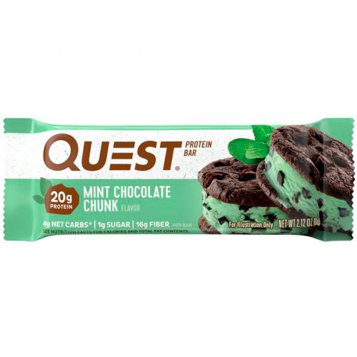 Quest Nutrition, Quest Bar, Protein Bar, Mint Chocolate, 12 Bars, 2.1 oz (60 g) Each