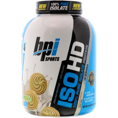 BPI Sports, ISO HD, 100% Pure Isolate Protein, Vanilla Cookie, 4.8 lbs (2170 g)