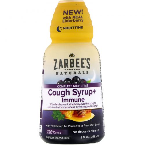 Zarbee's, Complete NightTime, Cough Syrup + Immune, Natural Berry, 8 fl oz (236 ml)