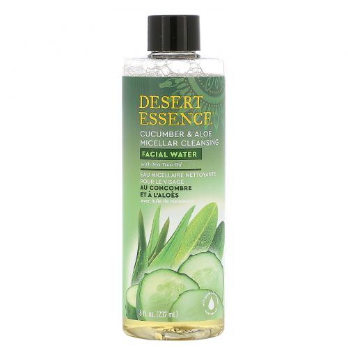 Desert Essence, Micellar Cleansing Facial Water, Cucumber & Aloe, 8 oz (237 ml)