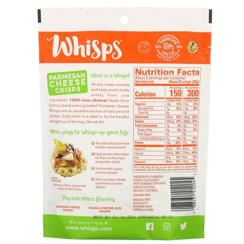 Whisps, Parmesan Cheese Crisps, 2.12 oz (60 g)