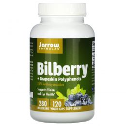 Jarrow Formulas, Комплекс черники и полифенолов из кожуры винограда, 280 мг, 120 овощных капсул