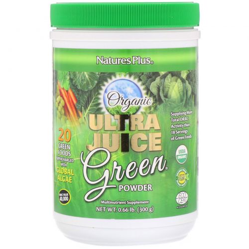 Nature's Plus, Зеленый Порошок Ultra Juice, 0,66 фунта (300 г)