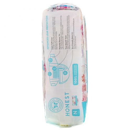 The Honest Company, Honest Diapers, Super-Soft Liner, Newborn, Rose Blossom, Up to 10 Pounds, 32 Diapers