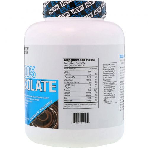 EVLution Nutrition, 100% Isolate, Chocolate Decadence, 4 lb (1814 g)