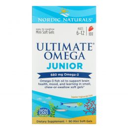 Nordic Naturals, Ultimate Omega, Junior, 500 мг, 90 жеательных таблеток в мягкой оболочке