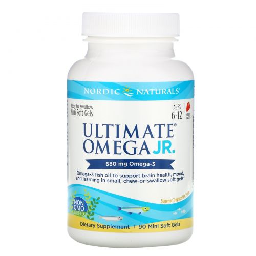 Nordic Naturals, Ultimate Omega, Junior, 500 мг, 90 жеательных таблеток в мягкой оболочке