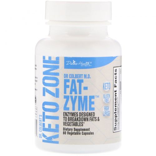 Divine Health, Dr. Colbert's Keto Zone, Fat-Zyme, 60 Vegetable Capsules