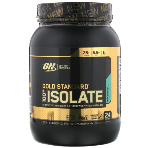 Optimum Nutrition, Gold Standard, 100% Isolate, Mint Brownie, 1.64 lb (744 g)