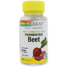 Solaray, Organically Grown Fermented Beet , 500 mg , 100 Veggie Caps