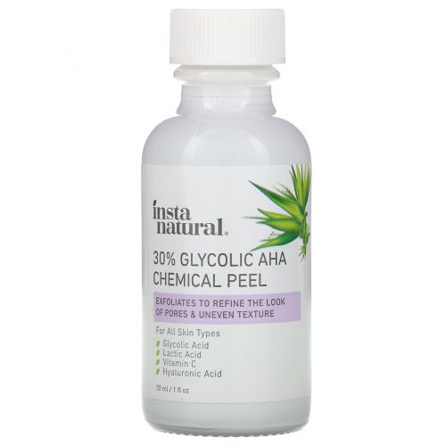 InstaNatural, 30% Glycolic AHA Chemical Peel, 1 fl oz (30 ml)