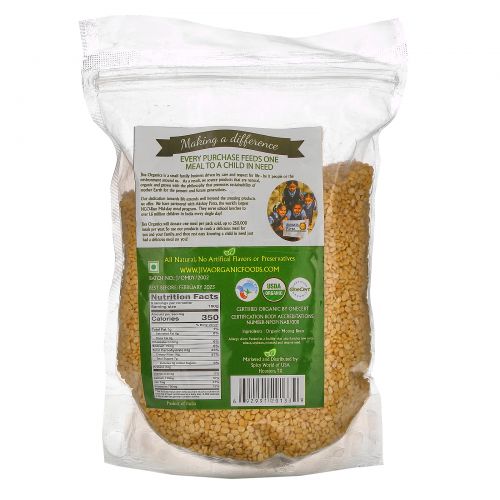 Jiva Organics, Organic Moong Dal Yellow, 2 lbs (908 g)