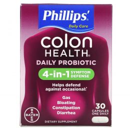 Phillip's, Colon Health Daily, пробиотическая добавка, пробиотические капсулы, 30 капсул